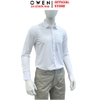 Áo sơ mi nam tay dài Owen AS260002D màu trắng dáng ôm slim fit tà lượn không túi chất liệu polyester