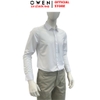 Áo sơ mi nam tay dài Owen AS260002D màu trắng dáng ôm slim fit tà lượn không túi chất liệu polyester
