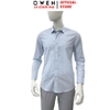 Áo sơ mi nam tay dài Owen AS260034D màu xanh nhạt dáng ôm slim fit tà lượn không túi chất liệu Bamboo polyester