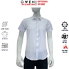 Áo sơ mi trắng nam tay ngắn Owen AS260504NBF Màu trắng trơn dáng ôm slim fit tà lượn không túi chất liệu nano
