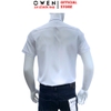 Áo sơ mi trắng nam tay ngắn Owen AS260504NBF Màu trắng trơn dáng ôm slim fit tà lượn không túi chất liệu nano