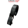 Thắt Lưng Nam Owen BELT261062 dây da màu đen sần Mặt Khóa Trượt Tự Động chất liệu da bò thật