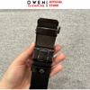 Thắt Lưng Nam Owen BELT261062 dây da màu đen sần Mặt Khóa Trượt Tự Động chất liệu da bò thật