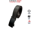 Thắt Lưng Nam Owen BELT261063 dây da màu nâu đậm sần Mặt Khóa Trượt Tự Động chất liệu da bò thật