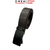 Thắt Lưng Nam Owen BELT261063 dây da màu nâu đậm sần Mặt Khóa Trượt Tự Động chất liệu da bò thật