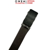 Thắt Lưng Nam Owen BELT261063 dây da màu nâu đậm sần Mặt Khóa Trượt Tự Động chất liệu da bò thật
