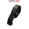 Thắt Lưng Nam Owen BELT261064 dây da màu nâu đậm vân da cá sấu Mặt Khóa Trượt Tự Động chất liệu da bò thật