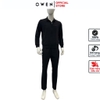 Bộ Thể Thao Nam Owen BTT256158 màu đen dáng reguler, áo cổ 3 phân, khóa kéo, tay và gấu bo chun, quần cạp chun ống suông chất liệu polyester