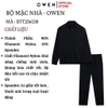 Bộ Thể Thao Nam Owen BTT256158 màu đen dáng reguler, áo cổ 3 phân, khóa kéo, tay và gấu bo chun, quần cạp chun ống suông chất liệu polyester