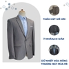 Bộ Veston VIỆT TUẤN COMPLET-192 màu xám kẻ xanh bộ suit dáng trẻ, 1 cúc , xẻ tà 2 bên chất liệu Vicose