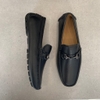 Giầy tây Owen GD233345 màu đen sần kiểu giày lười Moccasin đế âm chất liệu da thật