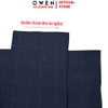 Quần Tây Nam Owen QRT242821 màu xanh navy kẻ dáng suông regular fit cạp tăng đơ Chất liệu nano