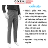 Quần tây Nam Owen QRT257101 xám nhạt dáng suông regular fit cạp tăng đơ chất liệu polyester spandex