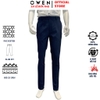 Quần Tây Nam Owen QST231861 màu xanh navy kẻ Dáng Slim Fit Cạp tăng đơ vải polyester