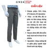 Quần kaki nam Owen QKR251278 màu xám dáng suông regular fit chất liệu poly recycle (renu)