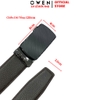 Thắt Lưng Nam Owen BELT261077 day da màu nâu Mặt Khóa Trượt Tự Động chất liệu da bò thật