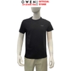 Áo thun nam Tay Ngắn Không Cổ Owen TSN260130 màu đen dáng suông relax fit cổ tròn chất liệu cotton