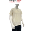Áo thun nam Tay Ngắn Không Cổ Owen TSN260136 màu be dáng suông relax fit cổ tròn chất liệu cotton