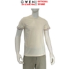 Áo thun nam Tay Ngắn Không Cổ Owen TSN260138 màu be dáng suông regular fit cổ tròn chất liêệu cotton polyester
