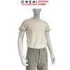 Áo thun nam Tay Ngắn Không Cổ Owen TSN260138 màu be dáng suông regular fit cổ tròn chất liêệu cotton polyester