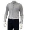 Áo Sơ Mi Nam Tay Dài Owen AR230528DT màu kẻ caro xám rêu dáng regular fit tà lượn có túi chất liệu knit