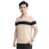 Áo Thun Polo Nam Cổ Bẻ Aristino APS118S3 màu Be 78 kẻ Jacquard