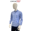 Áo Sơ Mi Nam Tay Dài Owen AR221052DT Kẻ caro xanh trắng Dáng Regular Fit Tà Lượn Có Túi Vải Nano