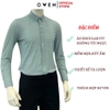 Áo Sơ Mi Nam Tay Dài Owen AS230520D màu kẻ caro xanh lá dáng slim fit tà lượn không túi chất liệu knit