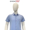 Áo Sơ Mi Nam Tay Ngắn Owen AB230102NT màu xanh tím nhạt dáng suông tà bằng có túi chất liệu Knit