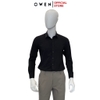 Áo Sơ Mi Nam Tay Dài Owen AS230340D màu đen trơn dáng slim fit tà lượn không túi vải nano