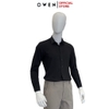 Áo Sơ Mi Nam Tay Dài Owen AS230340D màu đen trơn dáng slim fit tà lượn không túi vải nano