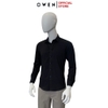 Áo Sơ Mi Nam Tay Dài Owen AS230340D màu đen trơn dáng slim fit tà lượn không túi vải nano