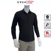 Áo Sơ Mi Nam Tay Dài Owen AS230340D màu đen trơn dáng slim fit tà lượn không túi vải nano