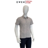 Áo Sơ Mi Nam Tay Ngắn Owen AB240063NT màu be họa tiết chấm bi dáng suông body fit tà bằng có túi chất liệu Bamboo poly