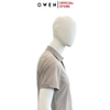 Áo Sơ Mi Nam Tay Ngắn Owen AB240063NT màu be họa tiết chấm bi dáng suông body fit tà bằng có túi chất liệu Bamboo poly