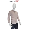 Áo Sơ Mi Nam Tay Dài Owen AS240538D màu be kẻ caro dáng ôm slim fit tà lượn không túi chất liệu bambo poly