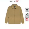 Áo Khoác Jacket Owen JK241494 màu be đậm dáng regular fit, cổ bẻ, khóa kéo, tay và gấu suông chất liệu polyester