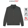 Áo Khoác Jacket Owen JK241487 màu xám đậm dáng regular fit, cổ cao 3 phân, khóa kéo, tay và gấu bo chun chất liệu polyester