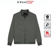Áo Khoác Jacket Owen JK241488 màu rêu dáng regular fit, cổ cao 3 phân, khóa kéo, tay và gấu bo chun chất liệu polyester