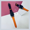 Dây Da handmade Apple Watch - Cam mix Đen khóa HM