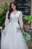 Váy Cưới Xốp Cổ V Tay Dài Đỏ DC775