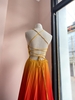 Đầm Maxi Yếm Dập Ly Cổ Vàng Chân Tím DM167