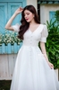 Váy Cưới Xốp Lụa Nút Lửng DC799