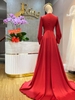Váy Cưới Đỏ Satin Tay Dài Cổ Tim Dc755