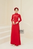 Áo dài cô dâu lụa 2 da đỏ kết hoa cành ngọc ADDN104
