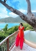 Đầm Maxi Cột Ngực Đỏ Cam DM768
