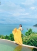 Đầm Maxi Voan Dập Ly Ngực Eo Không Xẻ Tà Vàng DM755