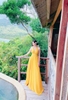Đầm Maxi Voan Dập Ly Ngực Eo Không Xẻ Tà Vàng DM755