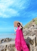 Đầm Maxi Yếm Tầng Hồng Đậm Ánh Tằm DM808HD