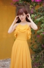 Đầm Maxi Bèo Dây Lưng Vàng DM104